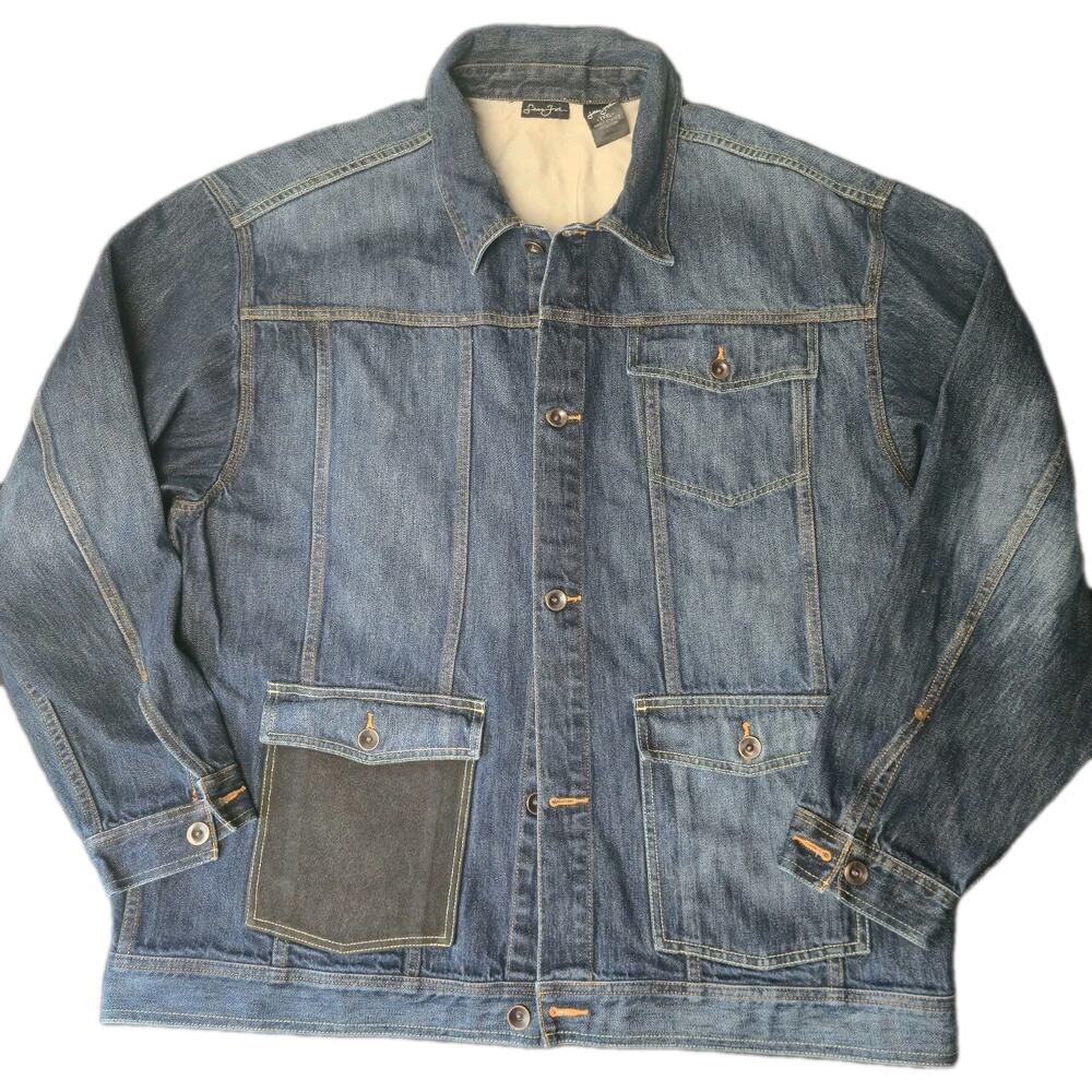 Y2K Sean John Denim Jean Jacket Men's 3XL Blue 100%‎ Cotton Button Front
